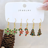 Stetnode 3 Pairs Cute Santa Claus Snowman Elk Combination Earrings for Women Enamel Cartoon Christmas Earrings Xmas New Year Jewelry Gift