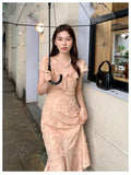 Stetnode Spring Outfit Korean style Summer New Women Elegent Slim Party Ruffles Dress Female Fashion Vintage Clothes Vestidos Dress