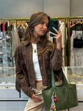 Stetnode Fashion Brown Tassel Leather Short Jacket Elegant Slim Long Sleeved With Pocket Outerwear 2024 New Female High Street Coat