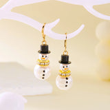 Stetnode Fashion Christmas White Snowman Pearl Drop Earrings for Women Cute Rhinestone Snowflake Earring Jewelry New Year Holiday Gifts