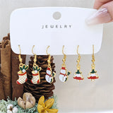 Stetnode 3 Pairs Cute Santa Claus Snowman Elk Combination Earrings for Women Enamel Cartoon Christmas Earrings Xmas New Year Jewelry Gift