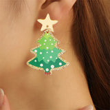 Stetnode New Fashion Acrylic Christmas Tree Earrings for Women Cute Santa Claus Snowflake Gingerbread Man Splicing Wooden Earring Jewelry