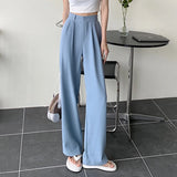 Stetnode Chic Loose High Waist Pants for Women 2024 Spring New Wide Leg Suits Pants Ladies Solid Color Back Elastic Waisted Trousers