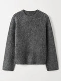 Stetnode Women Grey Mohair Knitted Sweater Mini Skirt Sets O Neck Knitted Pullover 2 Pieces 2024 Autumn Office Lady Commuting Streetwear