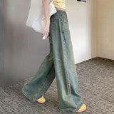 Stetnode Streetwear Y2K Baggy Wide Leg Jeans Women Korean All-Match Washed Denim Trousers Female Vintage 90S High Waist Straight Pants