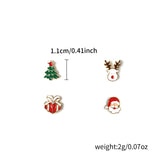 Stetnode 4 Pcs/set Cute Small Enamel Christmas Earrings for Women Trendy Santa Claus Elk Xmas Tree Stud Earrings Girls Party Jewelry Gift