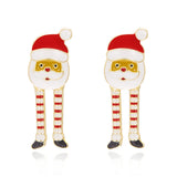 Stetnode Creative Long Legs Santa Claus Christmas Earrings for Women Cute Painting Oil Animal Elk Christmas Tree Earring New Year Jewelry