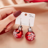 Stetnode Christmas Small Bulb Shape Drop Earrings for Women Resin Ball Sparkling Powder Snowflake Star Ear Hook Earring Holiday Jewelry