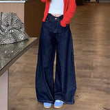 Stetnode Korean Fashion Dark Blue Baggy Jeans Women 2024 Streetwear Wide Leg Denim Pants Woman Harajuku Loose High Waist Trousers