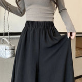 Stetnode Solid Color Casual Wide Leg Pants Women Spring Summer Soft Elastic High Waist Trouses Woman Pleated Skirt Pants Ladies