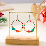 Stetnode Handmade Crystal Beads Bowknot  Drop Earrings for Women Colorful Rice Beaded Christmas Earring Girls New Year Daily Jewelry Gift