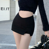 Stetnode Women Sexy Split Shorts Skirt Summer Korean High Waist Office Ladies Mini Skirt Fashion Casual Black A Line Skirts