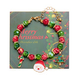 Stetnode Christmas Drip Oil Santa Claus Beaded Bracelets for Women Handmade Crystal Beads Christmas Tree Sock Charm Bracelet Jewelry Gift