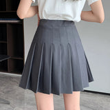 Stetnode Korean Elastic High Waist Pleated Skirt Woman Black Gray Short A-Line Skirts for Women 2024 Summer Jk Uniform Mini Skirt