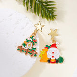 Stetnode New Trend Asymmetric Christmas Earrings for Women Cute Bear Santa Claus Christmas Tree Snowman Drop Earrings Girls Party Jewelry