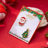 Stetnode 2 Pcs Enamel Metal Christmas Brooches for Women Cute Cartoon Santa Claus Christmas Tree Penguins Small Brooch Pins Xmas Jewelry