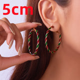 Stetnode Merry Christmas Red Green Twist Hoop Earrings for Women Girls Fashion Simple Round Circle Earrings Xmas New Year Jewelry Gifts