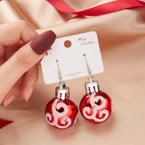 Stetnode Christmas Small Bulb Shape Drop Earrings for Women Resin Ball Sparkling Powder Snowflake Star Ear Hook Earring Holiday Jewelry