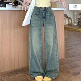 Stetnode Streetwear Y2K Baggy Wide Leg Jeans Women Korean All-Match Washed Denim Trousers Female Vintage 90S High Waist Straight Pants