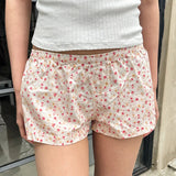 Stetnode Y2K Floral Plaid Striped Comfy Pajamas Shorts Cutest Lounge Shorts Casual Loose Fit Elastic Waist Pants Summer Going Out Outfits