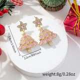 Stetnode Luxury Imitation Pearl Zircon Snowflake Drop Earrings for Women Full Rhinestone Christmas Tree Earrings Girls Party Jewelry Gift