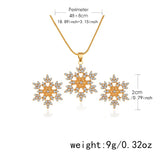 Stetnode Christmas Full Rhinestone Snowflake Stud Earrings for Women Girls Exquisite Pendant Necklace Fashion Wedding Party Jewelry Set