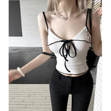 Stetnode Y2K Cami Top with Bow Knot Front Spaghetti Strap Crop Tank Top Summer Women Teen-girls Outfit