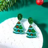 Stetnode Classic Green Christmas Tree Acrylic Printed Earrings for Women Cartoon Pattern Red Star Gloves Drop Earring Xmas Jewelry Gifts