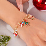 Stetnode Cute Christmas Series Santa Claus Tree Elk Pendant Bracelets for Women Handmade OT Chain Thanksgiving Xmas Party Jewelry Gifts