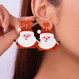 Stetnode Mixed Style Acrylic Christmas Earrings for Women Pattern Christmas Tree Black Cat Santa Claus Drop Earrings Girls Party Jewelry