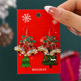 Stetnode New Fashion Plush Christmas Tree Earrings for Women Cute Rhinestone Santa Claus Bells Drop Earring Xmas New Year Holiday Jewelry