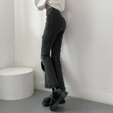 Stetnode Jeans for Women Vintage Black Denim Flare Pants Streetwear High Waist Slim Mom Trouser Harajuku Y2K Pants