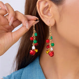 Stetnode Trendy Christmas Colorful Bells Pendant Earrings for Women Delicate Red Bowknot Drop Earrings Girls Xmas Jewelry New Year Gift