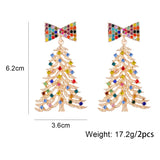 Stetnode Delicate Colorful Crystal Christmas Tree Drop Earrings for Women Shiny Rhinestone Bowknot Earrings Girls Holiday Jewelry Gifts