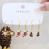 Stetnode 3 Pairs Cute Santa Claus Snowman Elk Combination Earrings for Women Enamel Cartoon Christmas Earrings Xmas New Year Jewelry Gift