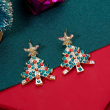 Stetnode Luxury Colorful Rhinestone Christmas Tree Dangle Earrings for Women Exquisite Zircon Star New Year Earrings Girls Party Jewelry