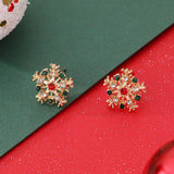 Stetnode Fashion Colorful Snowflake Stud Earrings for Women Charm Rhinestone Snow Flower Earring Girls Christmas Holiday Party Jewelry