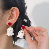 Stetnode Cute Resin Ghost Drop Earrings for Women Red Bowknot Star Ghost Earring Christmas Halloween Festival Party Jewelry Accessories