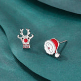 Stetnode New Design Christmas Grandpa Grandma Stud Earrings for Women Cute Asymmetric Deer Santa Claus Earrings Girls New Year Xmas Gift