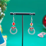 Stetnode New Crystal Christmas Tree Tassel Earrings for Women Trendy Rhinestone Snowflake Bow Round Drop Earring Girls Christmas Jewelry