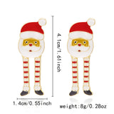 Stetnode Creative Long Legs Santa Claus Christmas Earrings for Women Cute Painting Oil Animal Elk Christmas Tree Earring New Year Jewelry