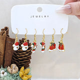 Stetnode 3 Pairs Cute Santa Claus Snowman Elk Combination Earrings for Women Enamel Cartoon Christmas Earrings Xmas New Year Jewelry Gift