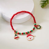 Stetnode Merry Christmas Multicolor Rice Beads Bracelet for Women Snowman Santa Claus Crutch Wreath Pendant Bracelets New Year Jewelry