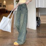 Stetnode Streetwear Y2K Baggy Wide Leg Jeans Women Korean All-Match Washed Denim Trousers Female Vintage 90S High Waist Straight Pants