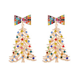 Stetnode Delicate Colorful Crystal Christmas Tree Drop Earrings for Women Shiny Rhinestone Bowknot Earrings Girls Holiday Jewelry Gifts