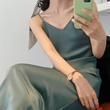 Stetnode High-quality New Satin French Sling Dress Women's Spring and Summer 2024 Temperament Medium Length Women's Long Dress