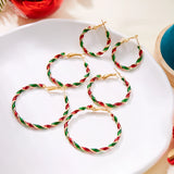 Stetnode Merry Christmas Red Green Twist Hoop Earrings for Women Girls Fashion Simple Round Circle Earrings Xmas New Year Jewelry Gifts