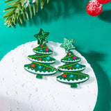 Stetnode Classic Green Christmas Tree Acrylic Printed Earrings for Women Cartoon Pattern Red Star Gloves Drop Earring Xmas Jewelry Gifts