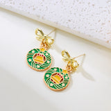 Stetnode Cute Small Christmas Earrings for Women Girls Enamel Rhinestone Xmas Tree Hat Boots Wreath Drop Earring New Year Accessoies Gift