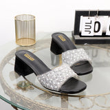 Stetnode Party Outfits Spring Outfits Rhinestone Slippers - Summer Fashion with Thick High Heel for Women